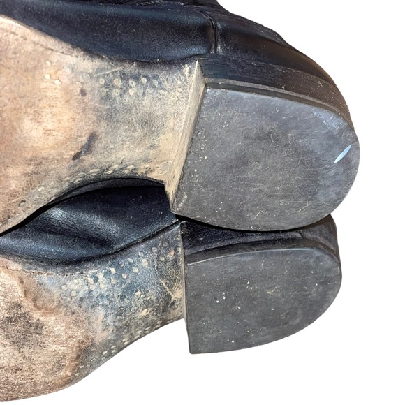 J Chrisholm Men’s Leather Cowboy Boots Black With Stitching Size 12B Made In USA - Picture 12 of 13